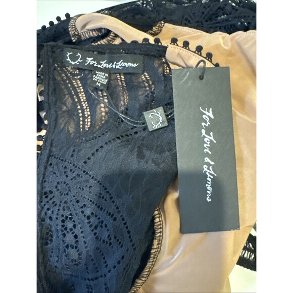 NWT For Love and Lemons Emerie Size M Black Lace Cut Out Mini Dress Open Back - Picture 4 of 16